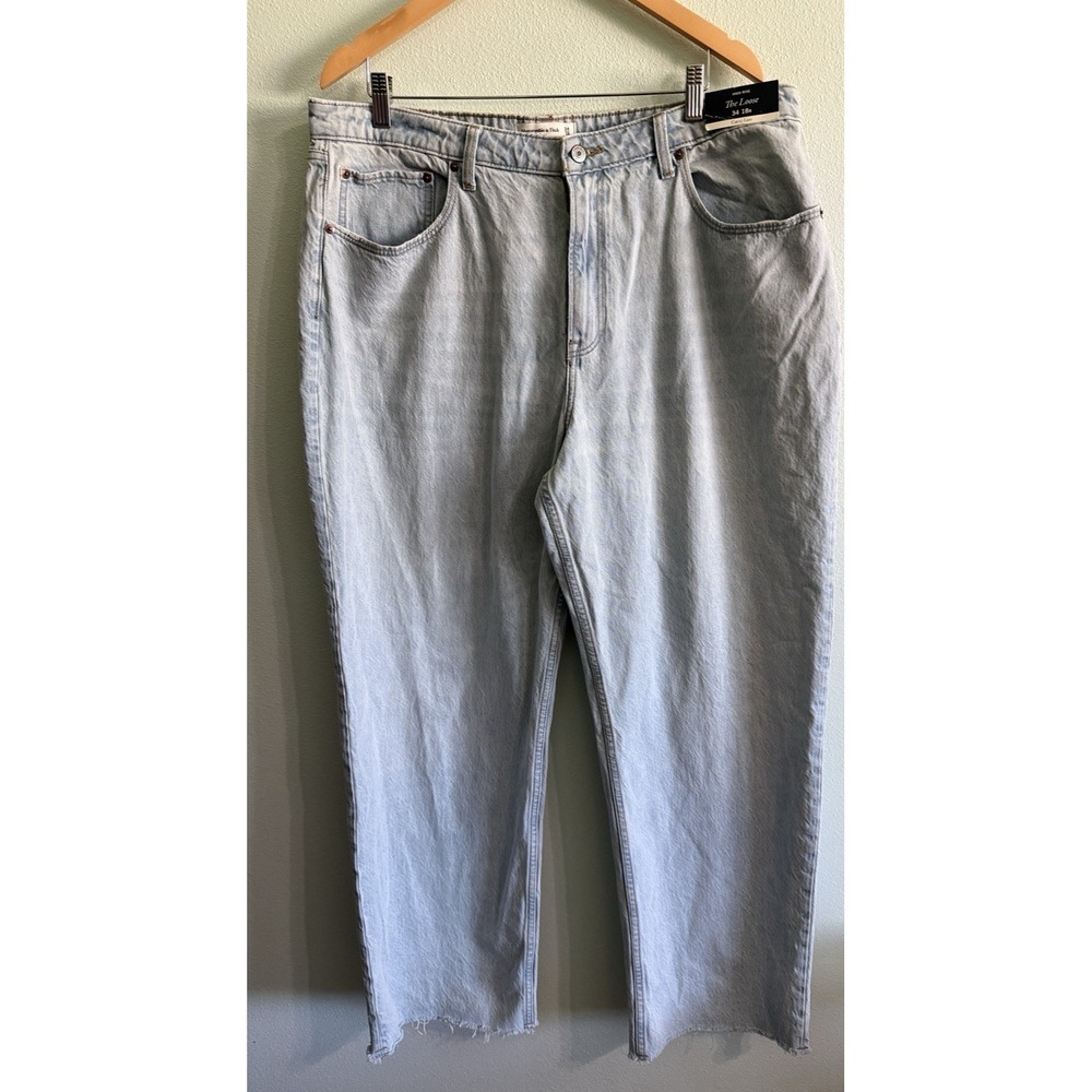 Abercrombie Fitch The Loose High Rise Light Jeans‎ Size 34 18R Wide Leg NWT